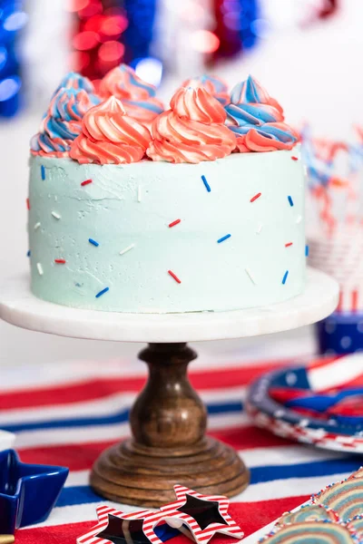 Cake Koekjes Groente Fruit Snack Tray Het Juli Feest — Stockfoto