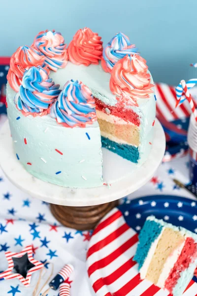 Cake Koekjes Groente Fruit Snack Tray Het Juli Feest — Stockfoto