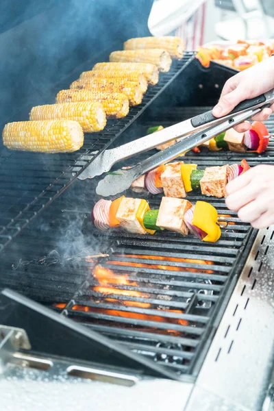 Asar Kebab Tofu Vegetariano Parrilla Con Verduras Marinadas Salsa Picante —  Fotos de Stock