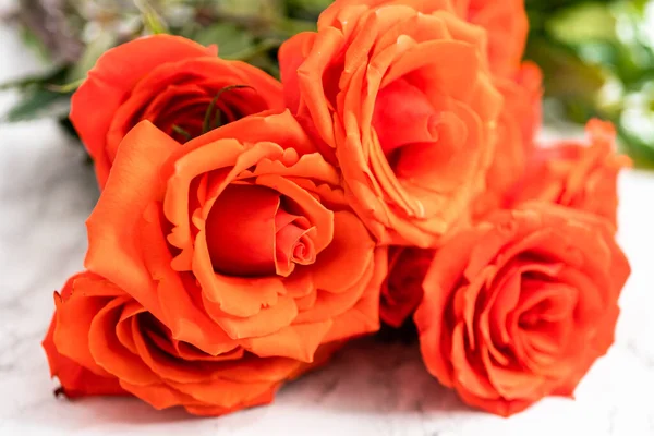 Close View Bouquet Red Marble Background — Stock Photo, Image
