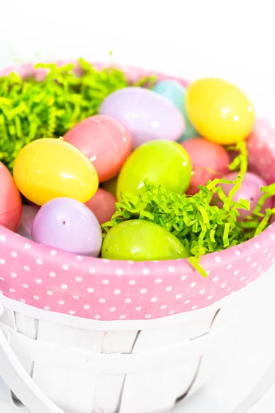 Easter Basket Easter Eggs White Background — Stock Photo, Image