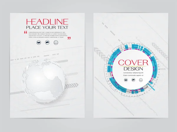 Broşür el ilanı teknoloji tasarım şablonu vektör, kapak presenta