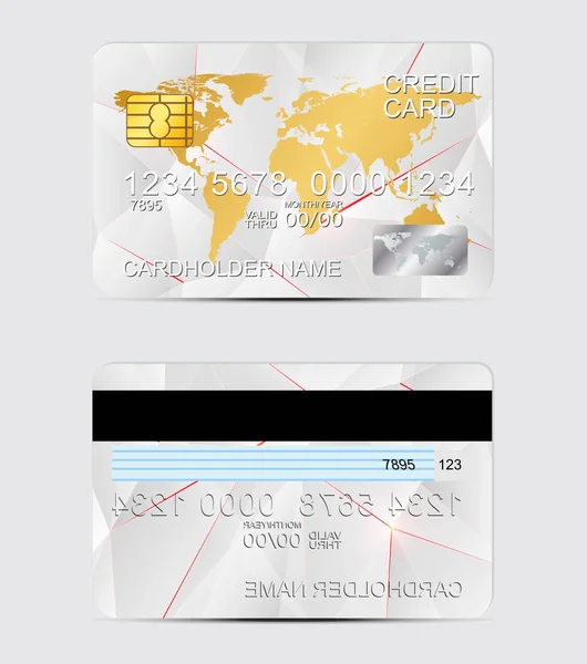 Mnohoúhelník textury realistické kreditní karty šablony — Stockový vektor