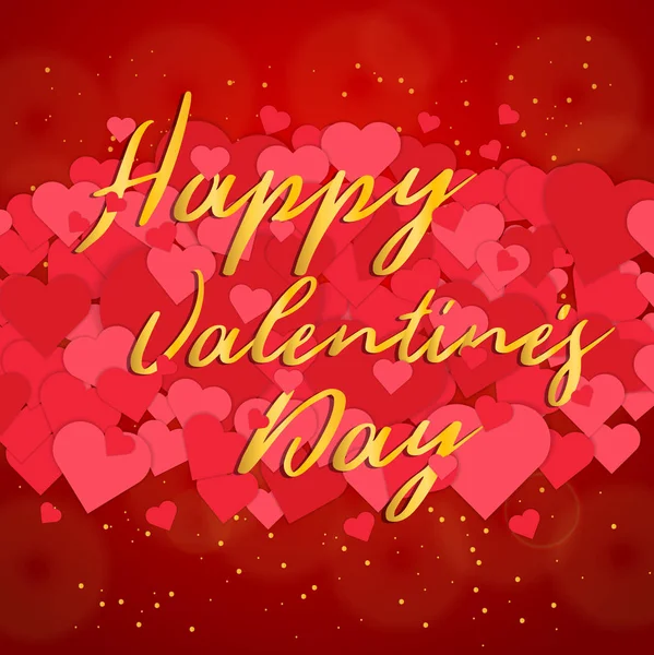 Glücklicher Valentinstag Handzeichnung auf rotem Hintergrund mit Ornamenten — Stockvektor