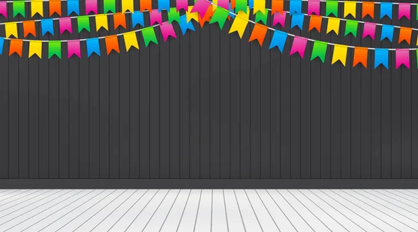 Duvar arka plan üzerinde renkli konfeti ile iç odası.