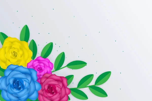 Yaratıcı doğal düzeni tropik çiçekler ve bac üzerinde yeşil yaprakları