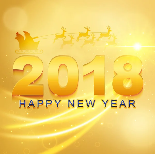 Işık, renkli metin Desig ile 2018 mutlu yeni yıl tebrik kartı