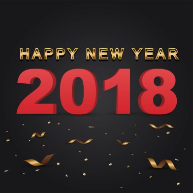 Işık, renkli metin Desig ile 2018 mutlu yeni yıl tebrik kartı