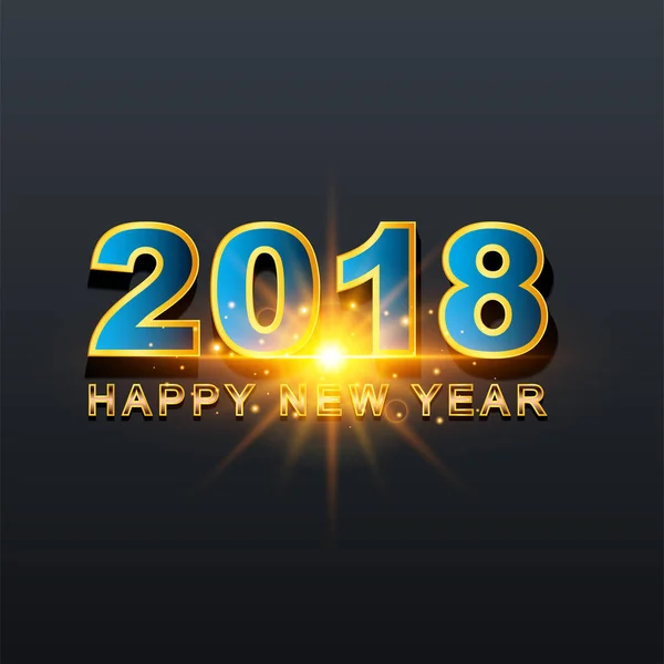 2018 Happy New Year greeting card with light, colored text Desig — Stock Vector