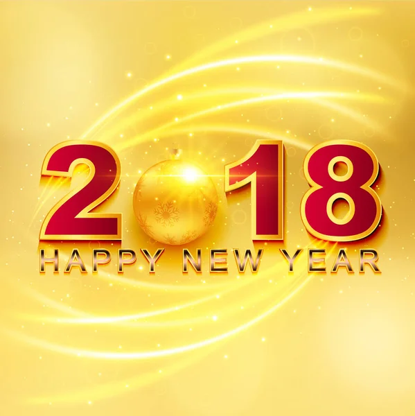 2018 Happy New Year greeting card with light, colored text Desig — Stock Vector