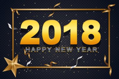 Işık, renkli metin Desig ile 2018 mutlu yeni yıl tebrik kartı