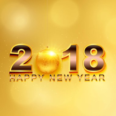 Işık, renkli metin Desig ile 2018 mutlu yeni yıl tebrik kartı