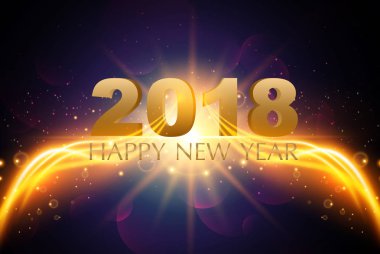 Mutlu yeni yıl 2018 tebrik kartı veya Noel Tema ışık 