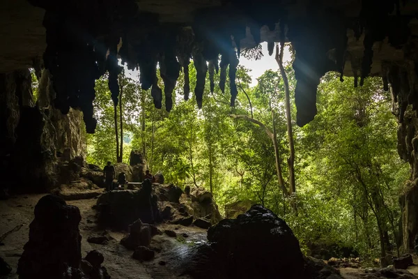 Dentro Niah Pintado Caverna, uma das cavernas no Parque Nacional Niah, Bornéu, Sarawak, Malásia — Fotografia de Stock