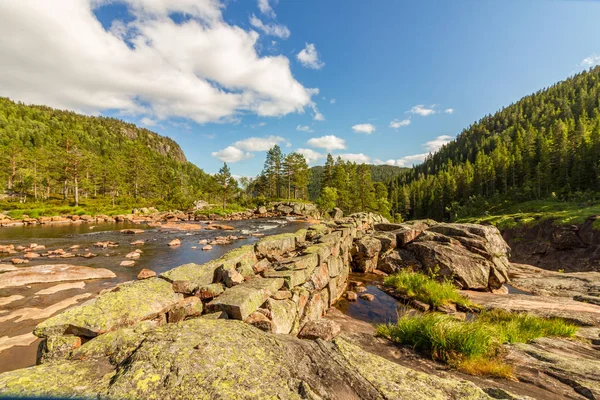 En la cima de Rjukanfossen en el bosque noruego en Tovdal. Países Bajos — Foto de Stock