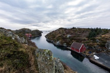 Haugesund, Norveç - januray 11, 2018 Rovaer: Rovaer adalar Haugesund, Norveç west Coast içinde.