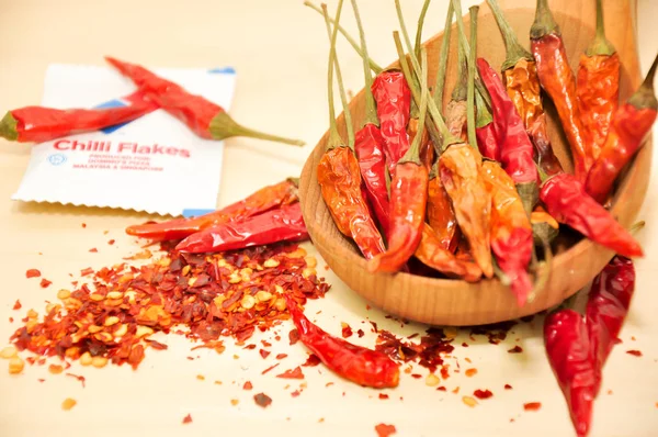 Chili flake and dried chili — Stok fotoğraf