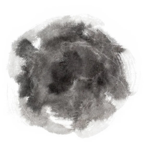 Croquis au pinceau noir à l'encre de dessin circulaire fait à la main sur du whit isolé — Photo