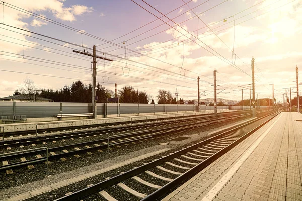 Empty Austria suburb railway station — Stock Photo, Image