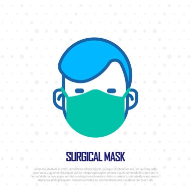 Cerrahi Maske İşaretli İzole Vektör Simgesi, Piksel Hizalı, Piksel Mükemmel, Düzenlenebilir Vuruş, Kolay Kabartma.