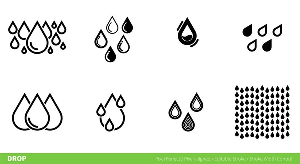 Drops Icon Pixel Aligned Pixel Perfect Editable Stroke Easy Scalablility — Stock Vector