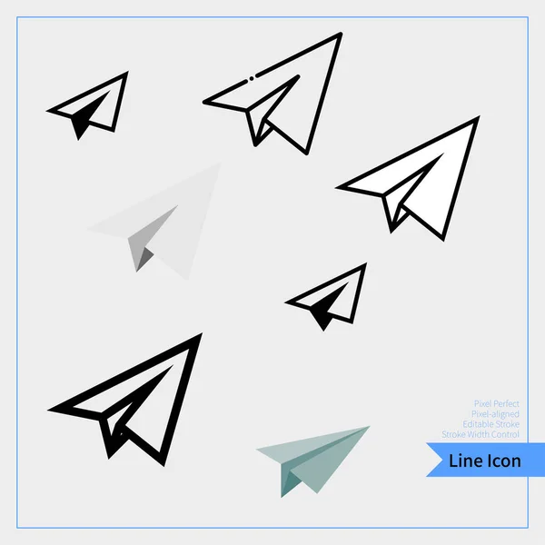 Ikona Samolotu Papierowego Profesjonalne Wyrównane Pikseli Pixel Perfect Editable Stroke — Wektor stockowy