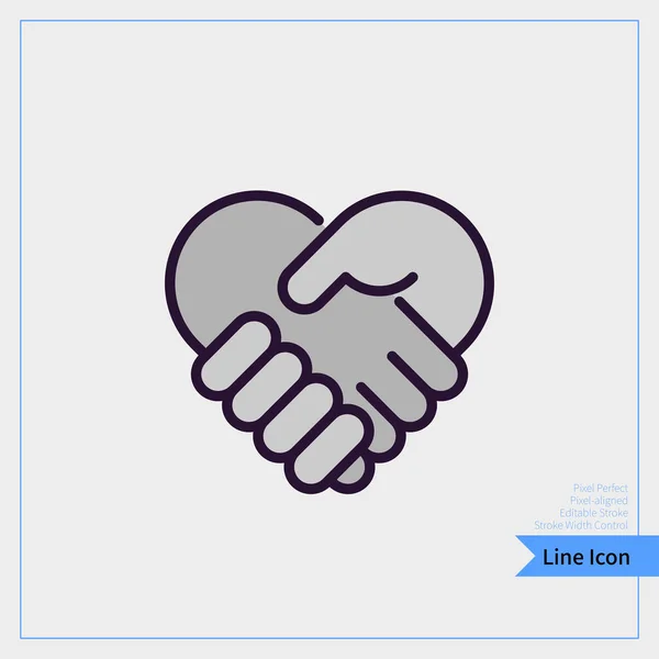 Kädenpuristus Muodossa Sydämen Kuvaketta Ammattimainen Pikselilinjaus Pixel Perfect Editable Stroke — vektorikuva