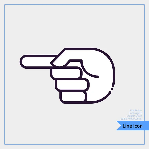 Ikona Kierunku Palca Profesjonalne Dopasowane Pikseli Pixel Perfect Editable Stroke — Wektor stockowy