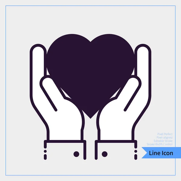 Mãos Ícones Coração Profissional Pixel Alinhado Pixel Perfec —  Vetores de Stock