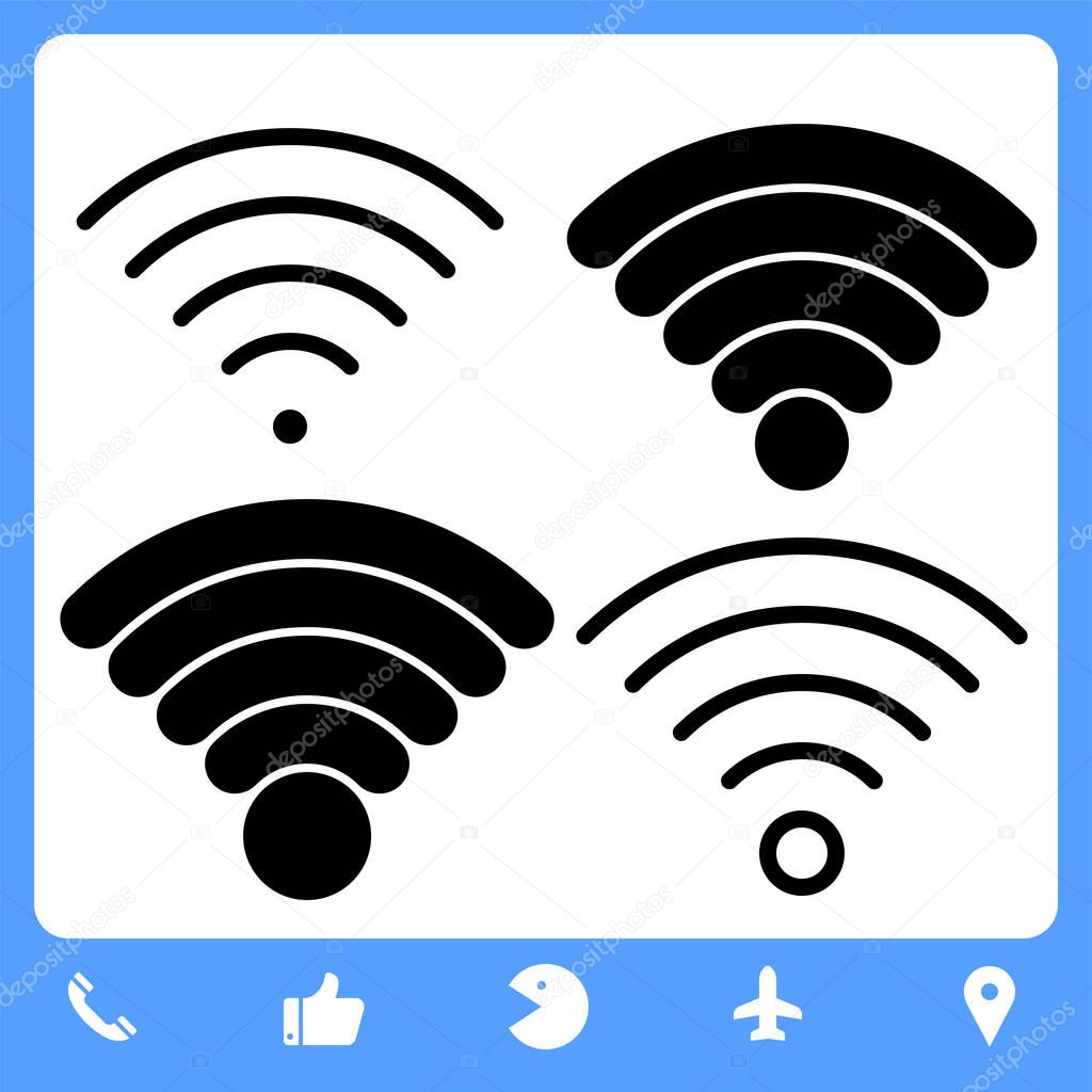 Wifi Symbol Icons. Professional, Pixel-aligned, Pixel Perfect, Editable Stroke, Easy Scalablility.
