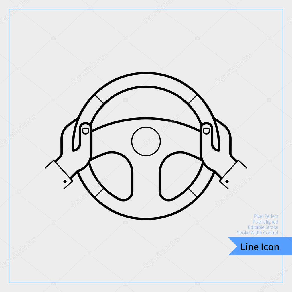 Hand holding steering wheel icon - Professional, Pixel-aligned, Pixel Perfect, Editable Stroke, Easy Scalablility.