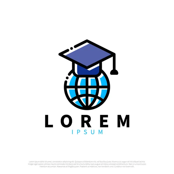 Icône Terre Avec Bouchon Graduation Pour Concept Learning Pixel Aligné — Image vectorielle