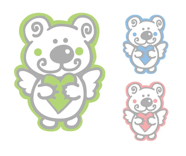 Cute angels or bears with hearts Royalty Free Stock Vectors