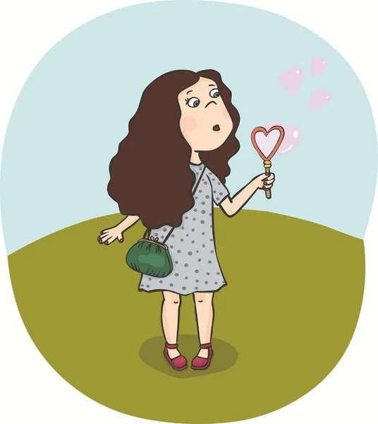 Girl blowing heart romance Stock Illustration