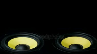 Profesyonel müzik stüdyo monitör taşıma. Yakın çekim. Çok güçlü iki sözcü. Şablon yazıt için yer ile.