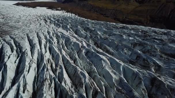 Gletser dengan pemandangan mata burung, Taman Nasional Skaftafell, Islandia — Stok Video