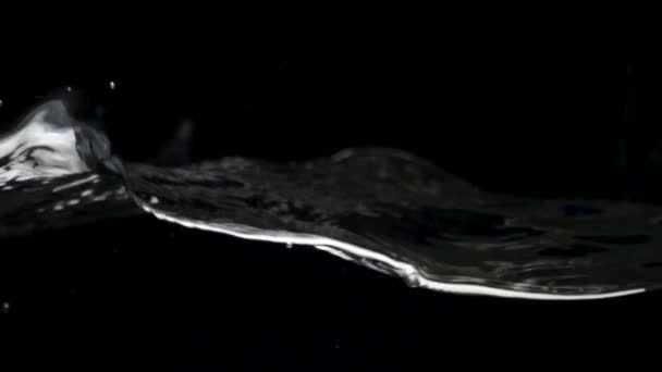 SLO-motion υδάτων από σταγόνα μαύρο — Αρχείο Βίντεο