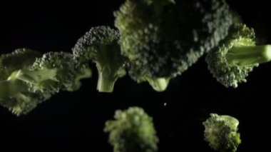 Yeşil brokoli çiçeği. Brokoli siyah bir zemin üzerine