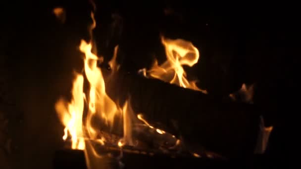 Fire in fireplace - close up slow motion — Stock Video