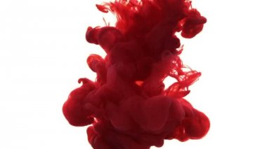 Su akan kırmızı renk boya. Mürekkep pigmentler renkli jet su altında organik heykeller oluşturur. Kan.