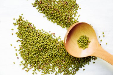 Sigorta primi Green Mung fasulye, beyaz arka plan