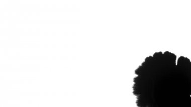 Beyaz kağıt üzerinde siyah leke. Kompozisyon yavaş ortaya