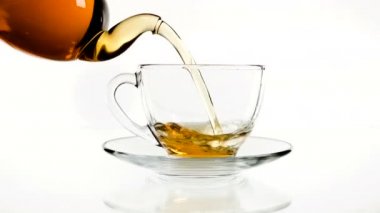 beyaz izole kap dökme çay