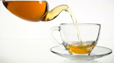 Çay fincana dökülüyor.