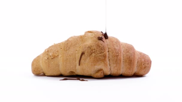 Croissants with chocolate on a white background — Wideo stockowe