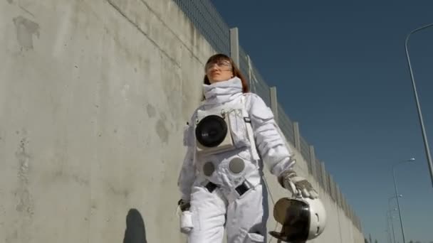 Female Astronaut Steps Forward Fantastic Spacesuit Exploration Of Outer Space Video By C Puzurin Stock Footage Female Astronaut Steps Forward Fantastic Spacesuit Exploration Of Outer Space Video By C Puzurin Stock Footage