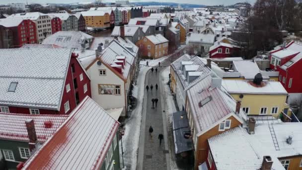 Vista aérea sobre Trondheim, Noruega inverno — Vídeo de Stock