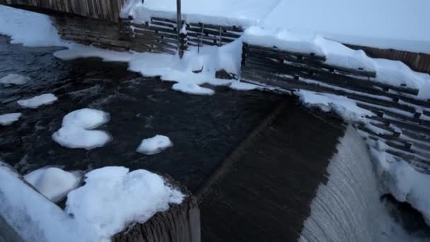 Snow white landscape in an ice river on a winter day. Norway — Stock Video