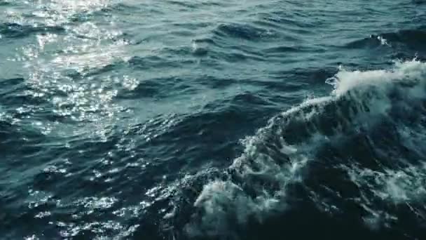 夕暮れ時の波の中を風の中でセーリングエーゲ海のセーリングで撮影したセーリングボート. — ストック動画