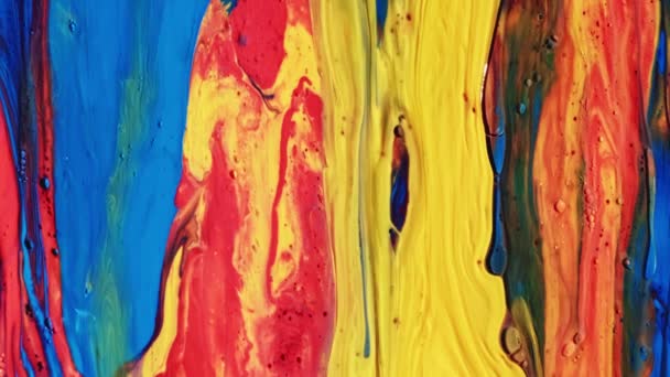 Multicolor background with abstract paint, black, yellow, red, purple and blue colors. — Stock Video